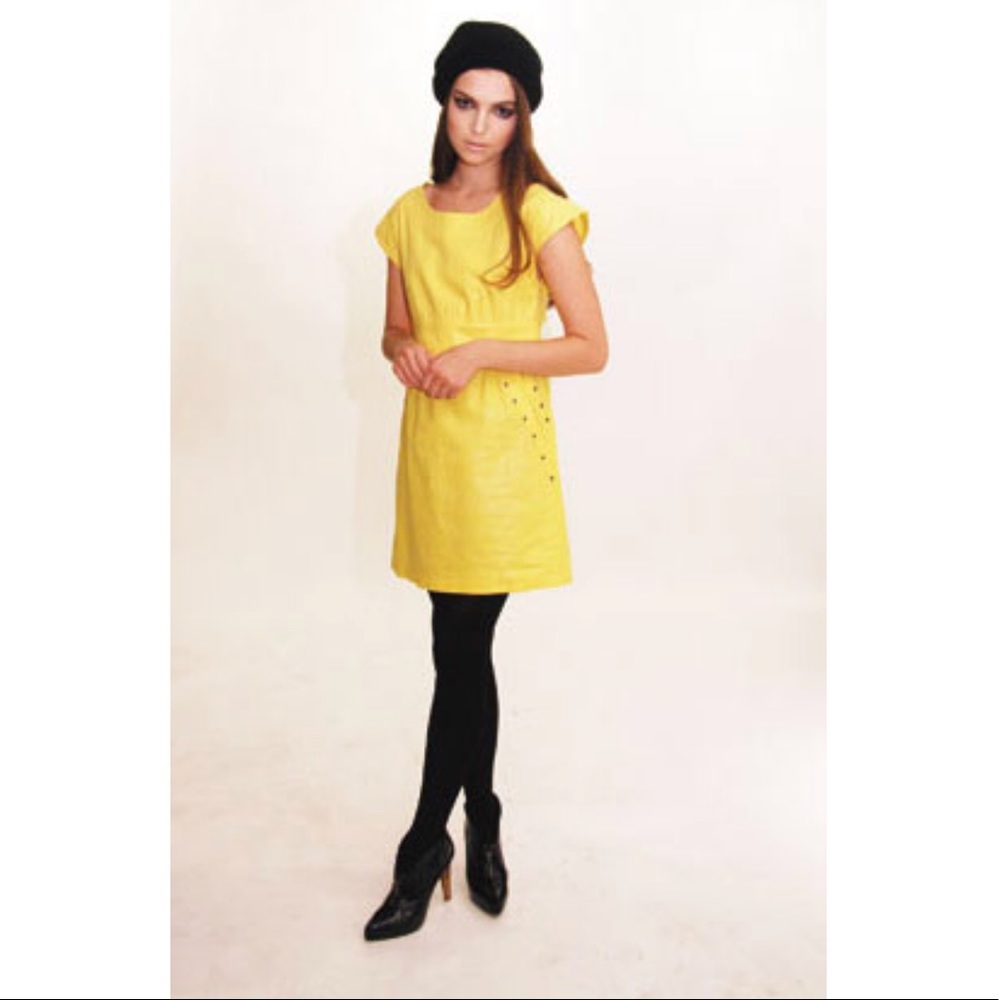 The OC Edie Rose Yellow studded Dress rachel bilson